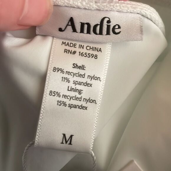 Andie Swim The Tulum One Piece Swimsuit White Ribbed Size Medium NWT - Picture 6 of 6